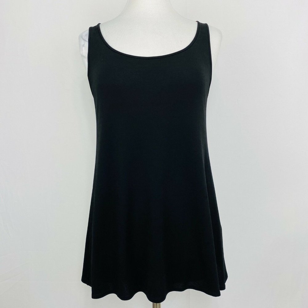 Eileen Fisher Women’s M Top Tank Black Sleeveless 100% Silk Crepe #b